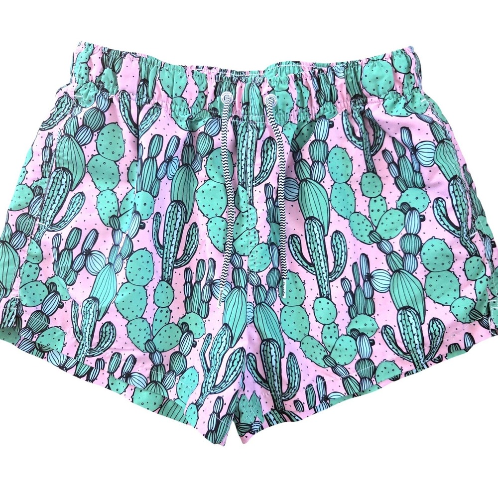 Boardies Apparel Mens Pink Cactus Print Swim Trunks Board‎ Shorts Size L